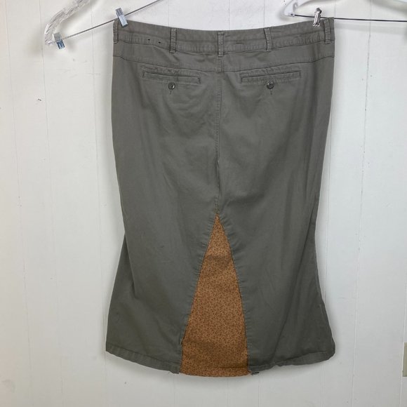 90s Style Fabric Insert Green Khaki Skirt 28P - Picture 7 of 11